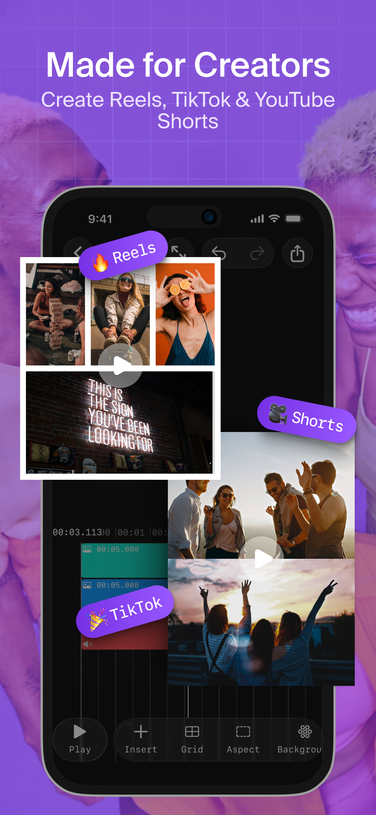 Made for creators — make video collages for Reels, TikTok and YouTube Shorts