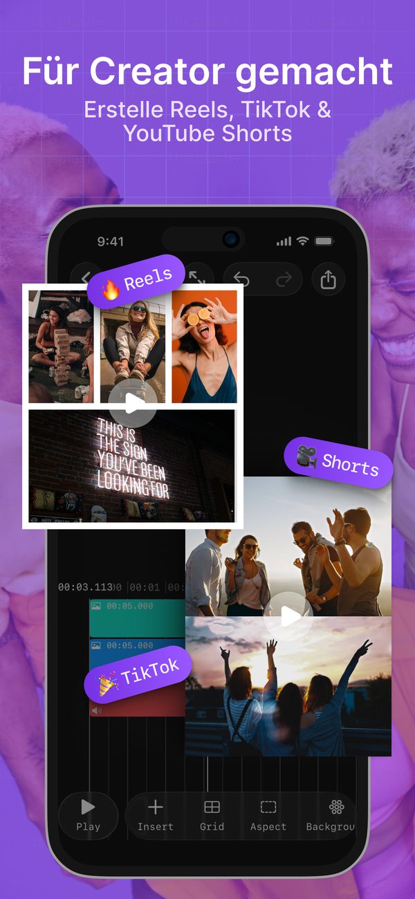 Für Creator — Video-Collagen für Reels, TikTok und YouTube Shorts