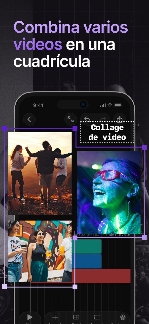 Combina varios videos en una cuadrícula: editor de collages de videos para iPhone